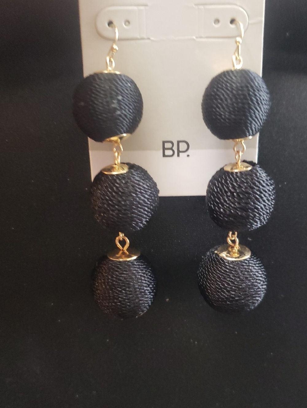 BP Nordstrom 3 Black Ball Dangling Earrings. NWT